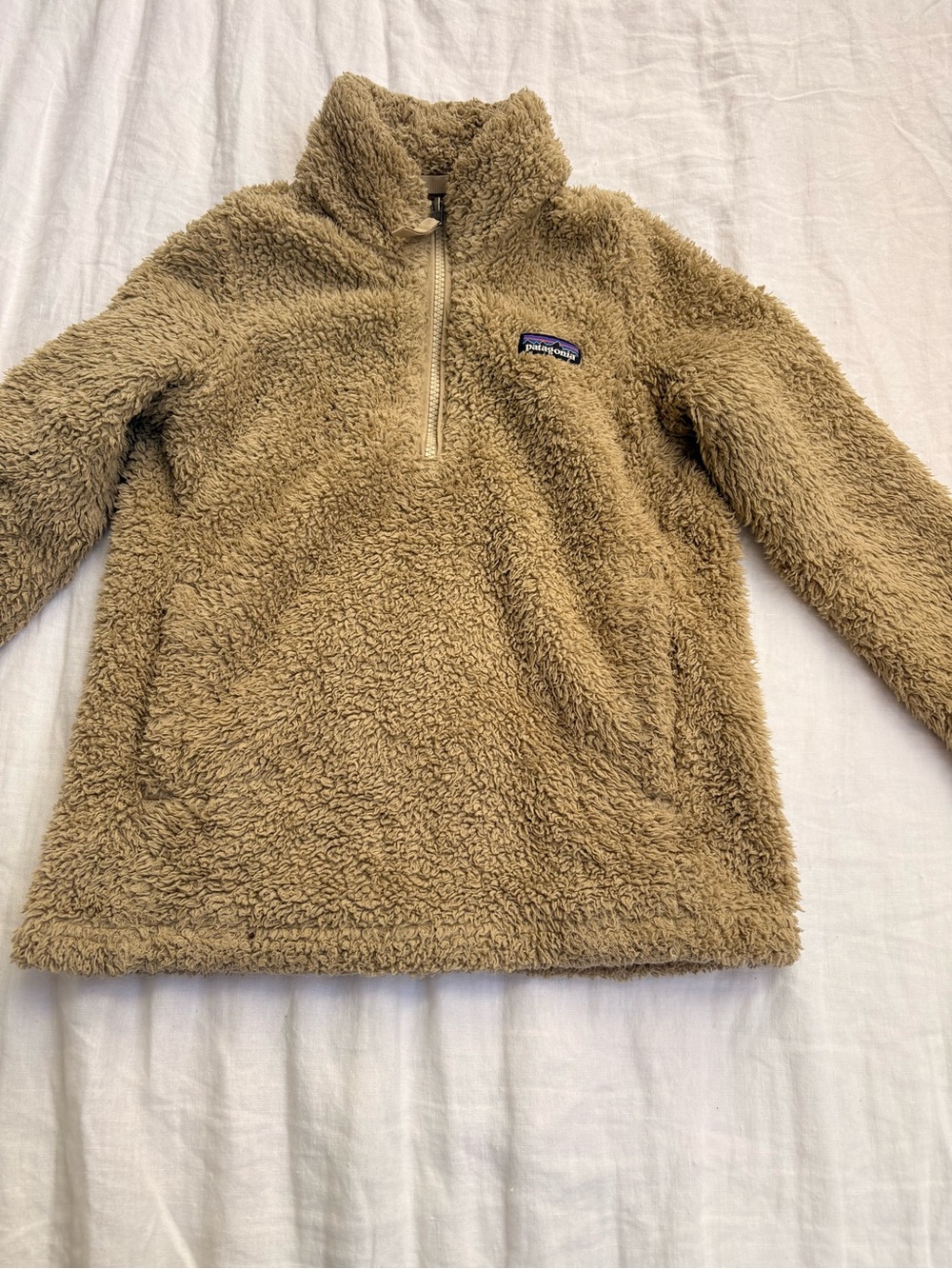 Patagonia Kids Tan Sherpa Half-Zip Pullover